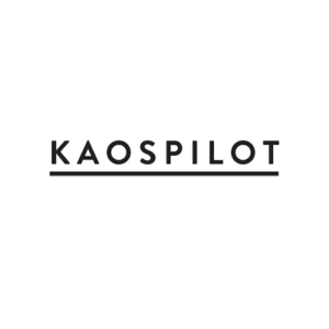 Kaospilot logo in black text on white background, modern minimalist typography