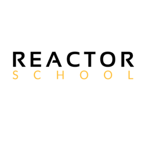 Reactor School logo with "REACTOR" in black letters and "SCHOOL" in yellow letters on a white background