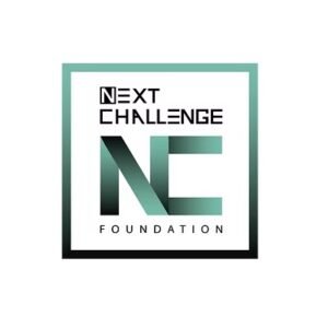 Logo for Next Challenge Foundation with stylized letters "NC" in green and black gradient within a square frame