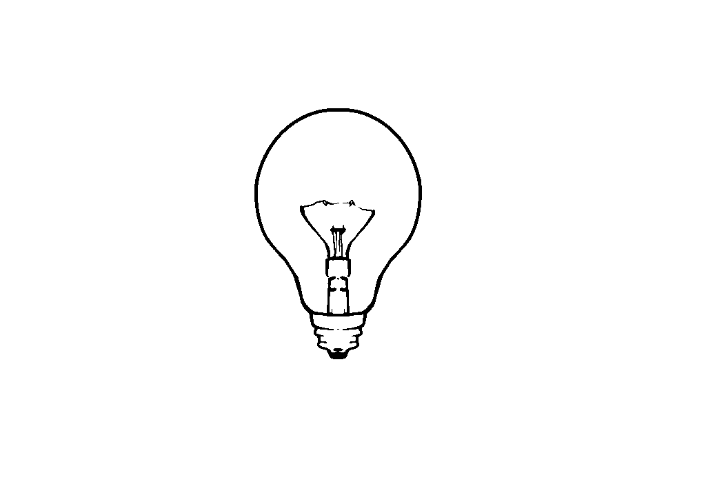 Outline drawing of a light bulb with filament visible, representing an idea or innovation